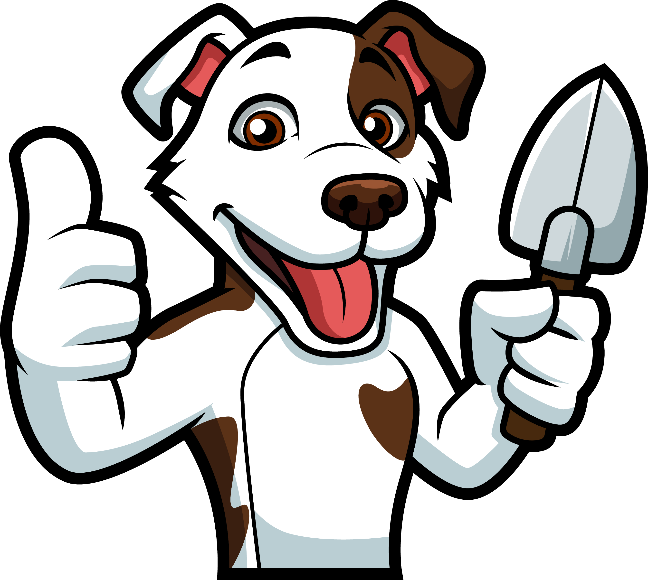 Todd's mascot dog waving